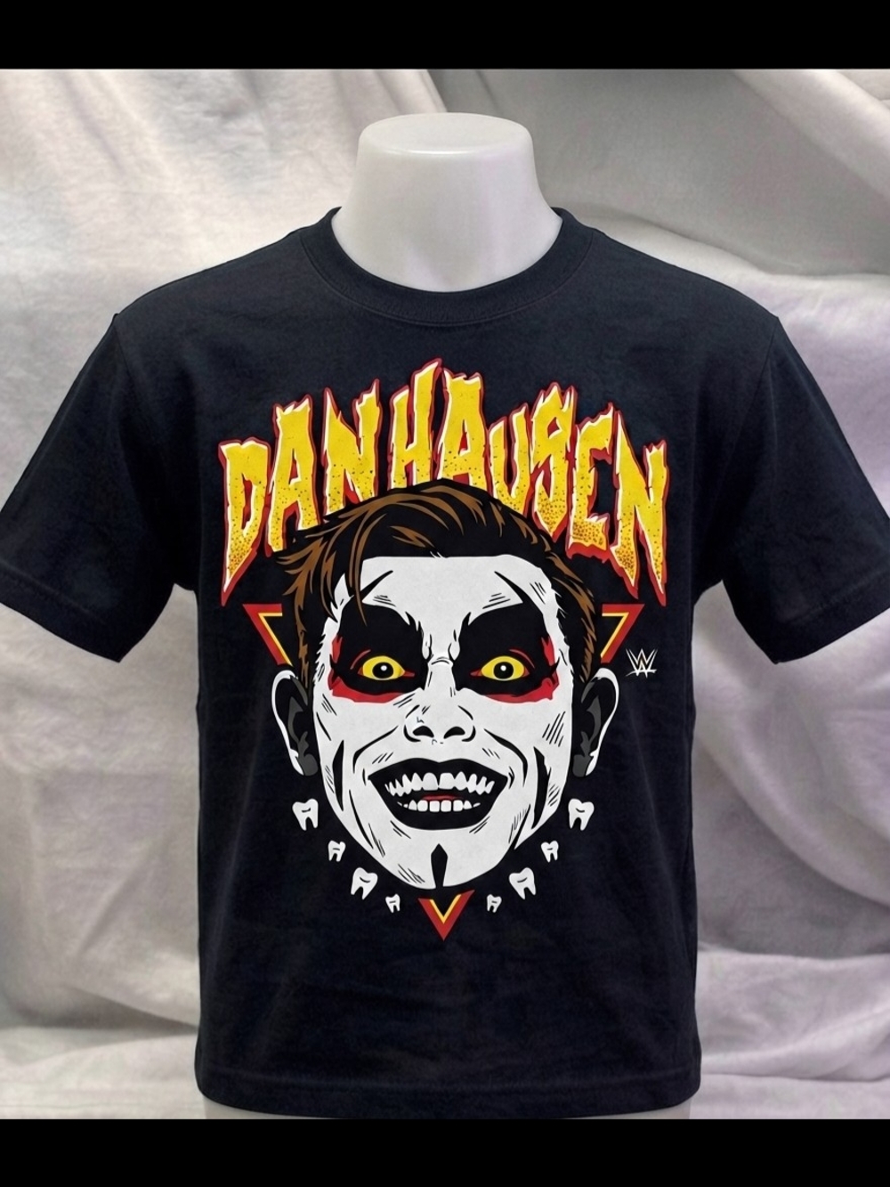 WWE DANHAUSEN Black Graphic Tee with Yellow & Red Accents